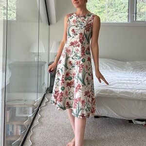 Vintage Floral Sleeveless Dress with corset detail xs to small handmade
